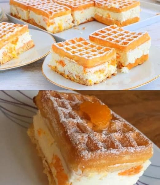 Mandarynkowe Waflowe Cudo – Deser Bez Pieczenia z Bitą Śmietaną