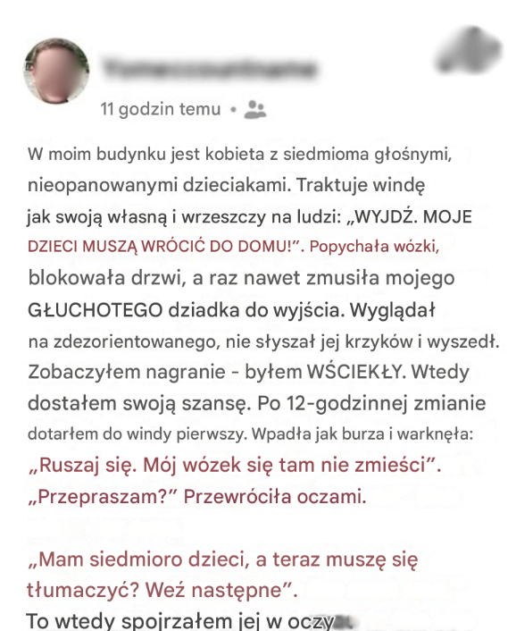Matka siedmiorga dzieci zażądała, aby mój głuchy dziadek wyszedł z windy — więc przywróciłam ją do rzeczywistości
