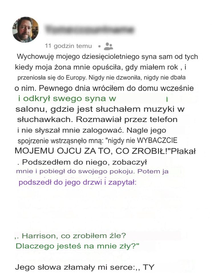 Wychowywałam samotnie mojego 10-letniego syna i pewnego dnia usłyszałam, jak powiedział: „Nigdy nie wybaczę mojemu ojcu tego, co zrobił”.