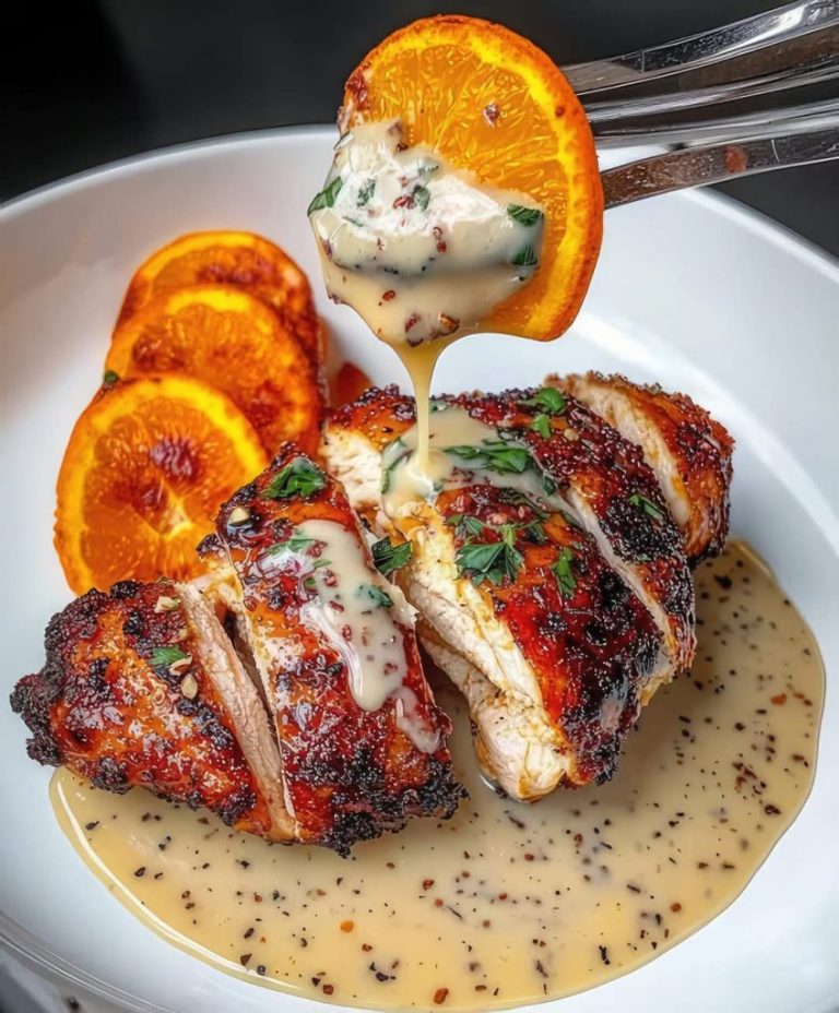 Kurczak w glazurze pomarańczowej z sosem śmietanowym Dijon