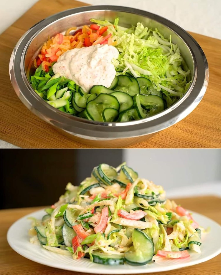 Tytuł: Sałatka z ogórków i kapusty pekińskiej z dressingiem jogurtowym