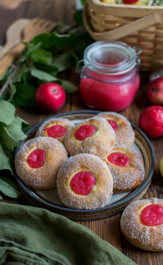 Bułeczki jabłkowe z różowym musem jabłkowym